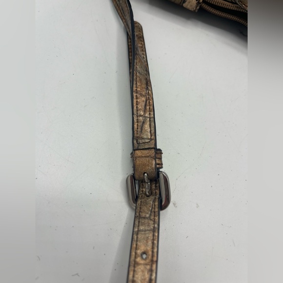 Guess Crossbody Handbag Charcoal Gray Zip Close Adjustable Strap Boho Vintage - Picture 4 of 8